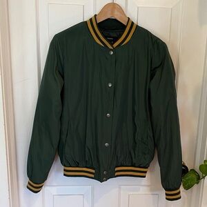 Forever 21 Green Bomber Jacket with Gold Accents